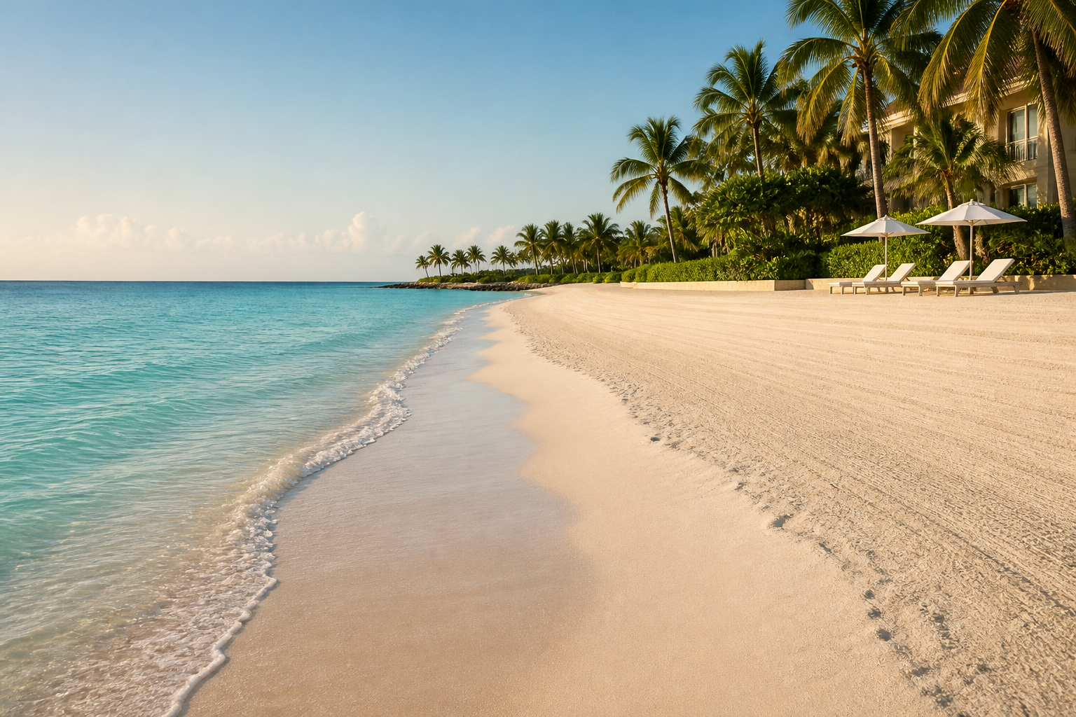 A pristine professionally maintained private beach in South Florida